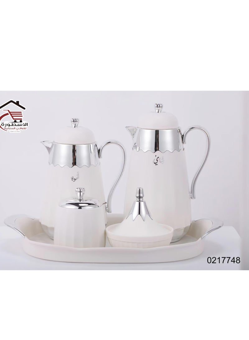 AL OSTORAH Thermos set for Tea and Coffee with Serving sauce, Sugar Packet and Attractive Tea box 5 pieces