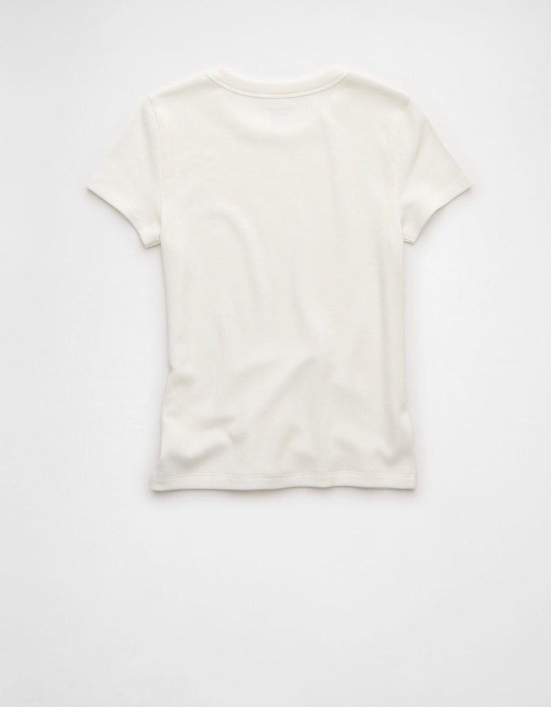 American Eagle AE Waffle Hey Baby Tee - Image 5