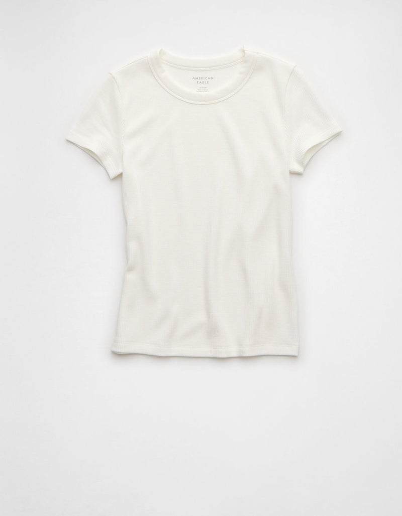 American Eagle AE Waffle Hey Baby Tee - Image 4