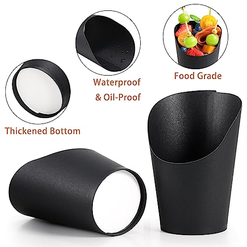 WixiTool Disposable Charcuterie Cups 60 PCS with 200PCS Sticks and 60PCS Bags, 14 oz Kraft Paper Snack Boxes Appetizers Cup French Fry Holder with Cocktail Skewers Toothpicks Tooth Picks, Black - Image 4