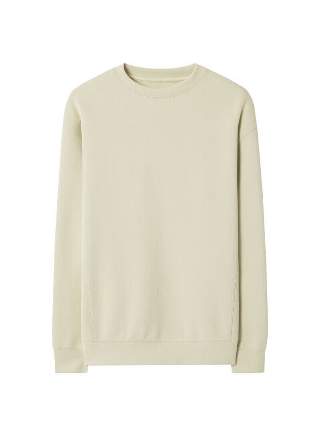 Markless Men's Sweatshirt Autumn And Winter Jacket Round Neck Five-minute Air Cotton Long Sleeve Base Layer Wyb2441m Milk Tea Apricot Xxl - Image 4