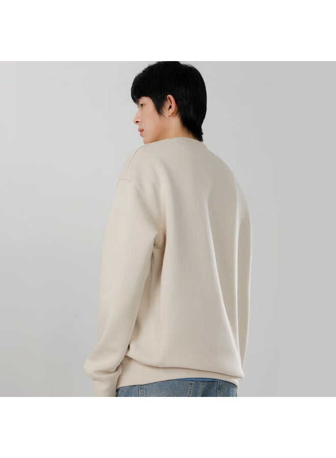 Markless Men's Sweatshirt Autumn And Winter Jacket Round Neck Five-minute Air Cotton Long Sleeve Base Layer Wyb2441m Milk Tea Apricot Xxl - Image 2