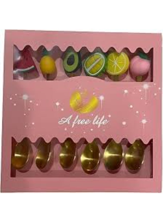 6-Piece Serving Spoon Set with a Fun Fruit Design – Perfect for Drinks and Desserts