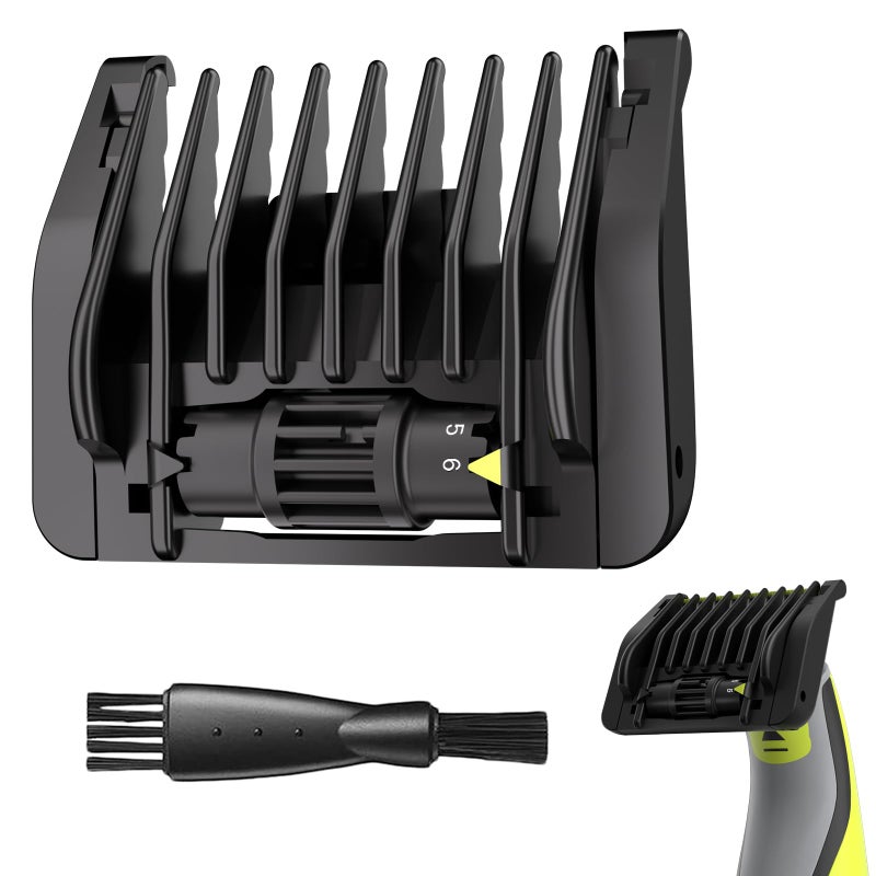 CR8GR8 6-in-1 Adjustable Guard for Oblade QP2520 QP2530 QP2630 QP2620 QP2510 QP2521 QP2522 QP2531 QP6510, 1/2/3/4/5/6mm Trimmer Guards Replacement for Face and Body, Guide Comb with Cleaning Brush - Image 1