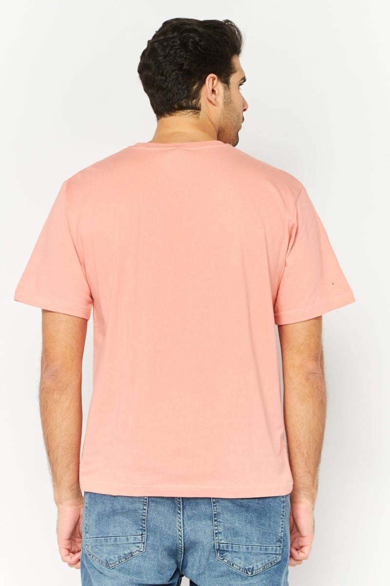 Gotcha Men Crew Neck Short Sleeves Brand logo T-Shirt, Coral - Image 4