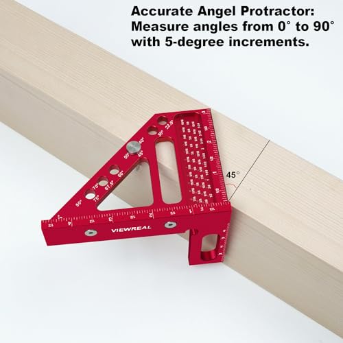 ViewReal Premium Carpenter Square Hole Scribing Ruler Woodworking Square 22.5-90 Degree Measuring Ruler with Angle Pin,Versatile Multi Angle Square for Woodworking, Engineering, and Construction - Image 4