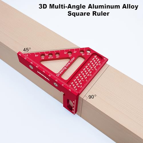 ViewReal Premium Carpenter Square Hole Scribing Ruler Woodworking Square 22.5-90 Degree Measuring Ruler with Angle Pin,Versatile Multi Angle Square for Woodworking, Engineering, and Construction - Image 5