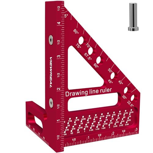 ViewReal Premium Carpenter Square Hole Scribing Ruler Woodworking Square 22.5-90 Degree Measuring Ruler with Angle Pin,Versatile Multi Angle Square for Woodworking, Engineering, and Construction - Image 1