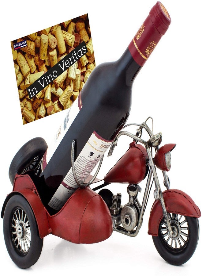 برو بيكر حامل زجاجات نبيذ بروبيكر، دراجة نارية كلاسيكية مع عربة جانبية، منحوتات وتماثيل معدنية مطلية يدويًا، ديكور، رفوف وحوامل نبيذ، هدايا، ديكور - Image 2