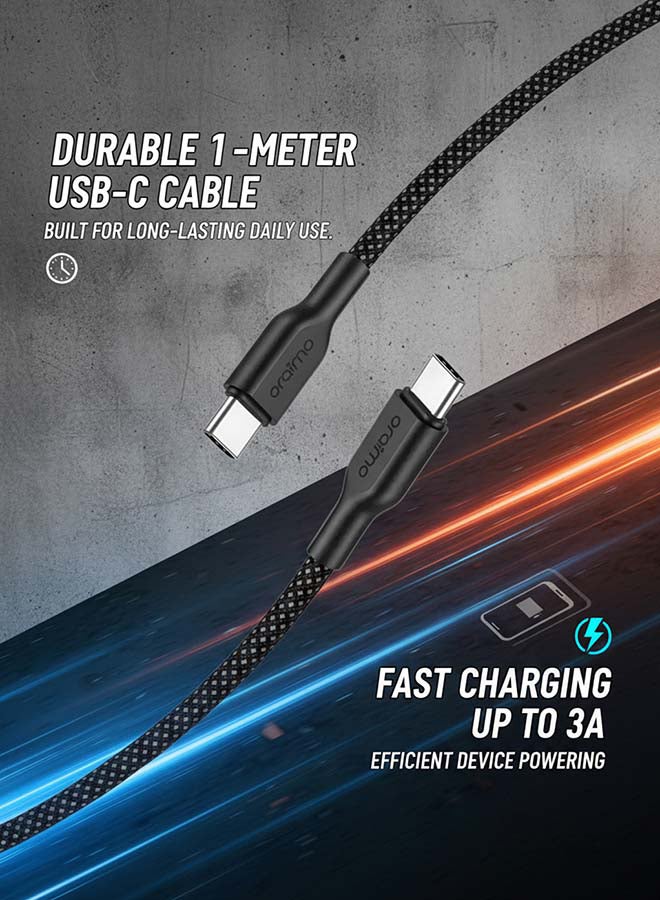 أورايمو كابل شحن فائق المتانة مضفر USB-C إلى USB-C 1م 60 واط - - Image 2