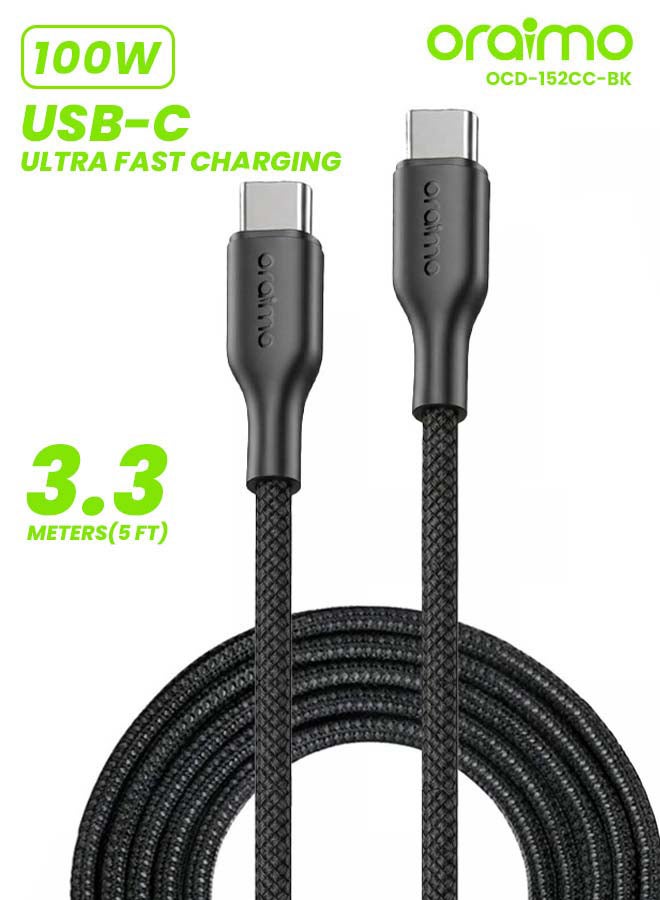 أورايمو كابل شحن فائق المتانة مضفر USB-C إلى USB-C 1م 60 واط - - Image 1