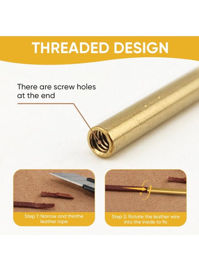 ALLCLEAN 2Pcs Brass Sewing Leather Needle Manual Lacing Threading Needle LeatherCraft Tool Handmade Leather Needles for Hand Stitching-Brass Long Jumbo Lacing Needles - Image 4