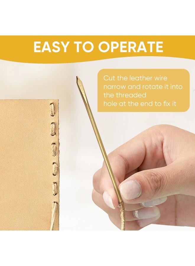 ALLCLEAN 2Pcs Brass Sewing Leather Needle Manual Lacing Threading Needle LeatherCraft Tool Handmade Leather Needles for Hand Stitching-Brass Long Jumbo Lacing Needles - Image 3