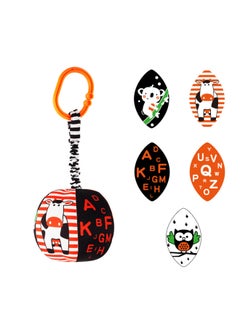 Generic Baby Black And White Car Hanging Baby Hanging Piece Bed Bell Ringing Cotton Ball Cartoon Geometric Pattern Cloth Ball Toy Export-Color:960-2 Pumpkin Bell Cotton Ball 40g  - Image 1