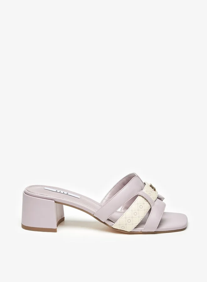 ELLE Womens Printed Slip-On Sandals With Block Heels