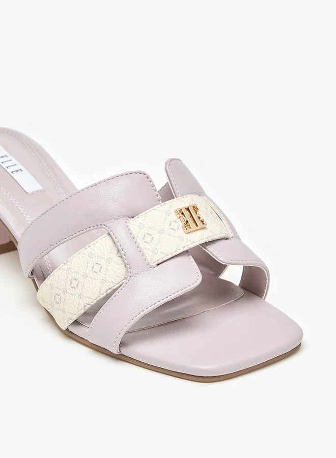 ELLE Womens Printed Slip-On Sandals With Block Heels
