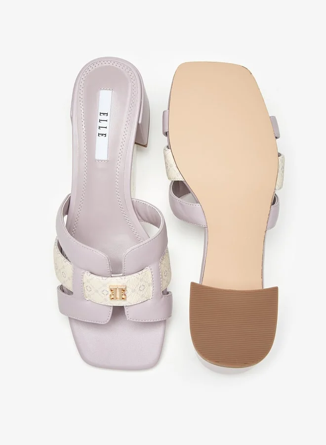 ELLE Womens Printed Slip-On Sandals With Block Heels