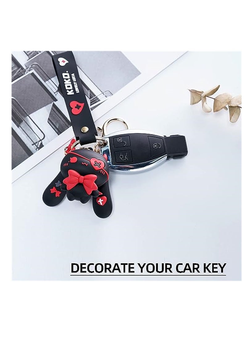 Cute Black Keychain for Girls, Star Moon Rabbit Charm Key Ring, Perfect Bag Accessory & Best Friend Gift, 1 Pcs