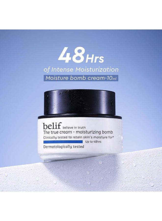 belif The True Cream Moisturizing Bomb 10ml | Intense Face Moisturizer for Dry, Sensitive Skin | 26-Hour Hydration with Panthenol, Oat & Comfrey | Hydrating Cream for Women & Men - Image 3