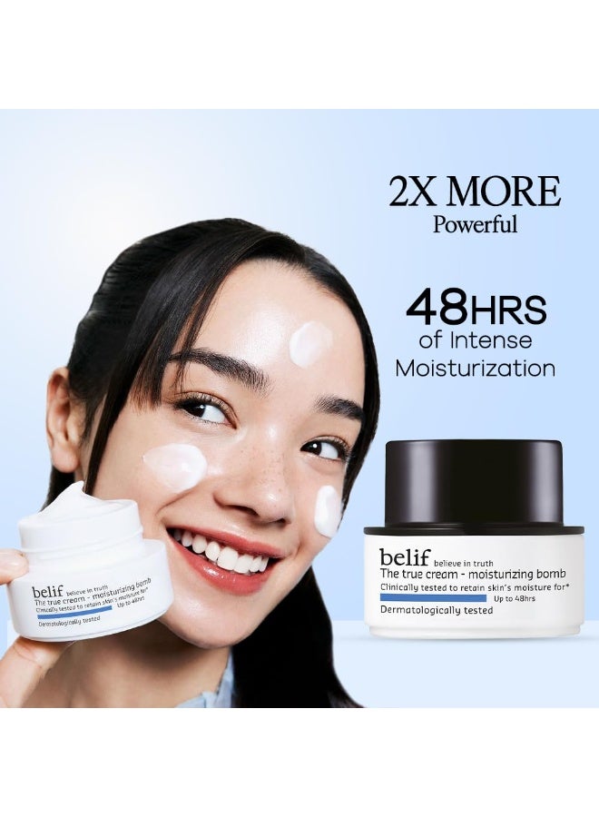 belif The True Cream Moisturizing Bomb 10ml | Intense Face Moisturizer for Dry, Sensitive Skin | 26-Hour Hydration with Panthenol, Oat & Comfrey | Hydrating Cream for Women & Men - Image 2