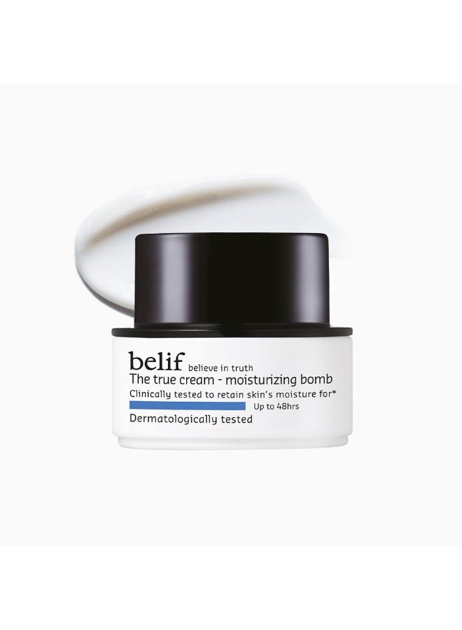 belif The True Cream Moisturizing Bomb 10ml | Intense Face Moisturizer for Dry, Sensitive Skin | 26-Hour Hydration with Panthenol, Oat & Comfrey | Hydrating Cream for Women & Men - Image 1