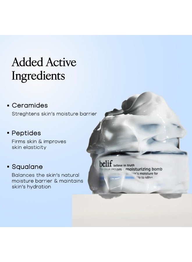 belif The True Cream Moisturizing Bomb 10ml | Intense Face Moisturizer for Dry, Sensitive Skin | 26-Hour Hydration with Panthenol, Oat & Comfrey | Hydrating Cream for Women & Men - Image 4
