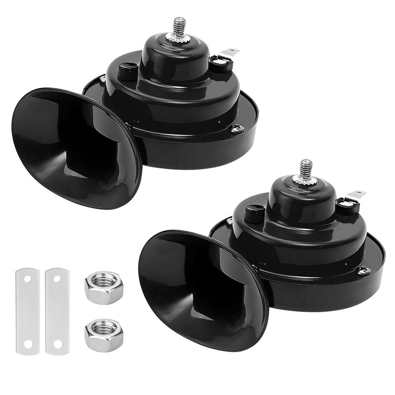 Bittwee 2PCS 300DB Super Loud Train Horns 12V Waterproof Double Auto Snail Air Horn Replacement Kit Electric Vehicle Loudspeaker Accessories Universal for SUV Motorcycle PickupBlack - Image 3