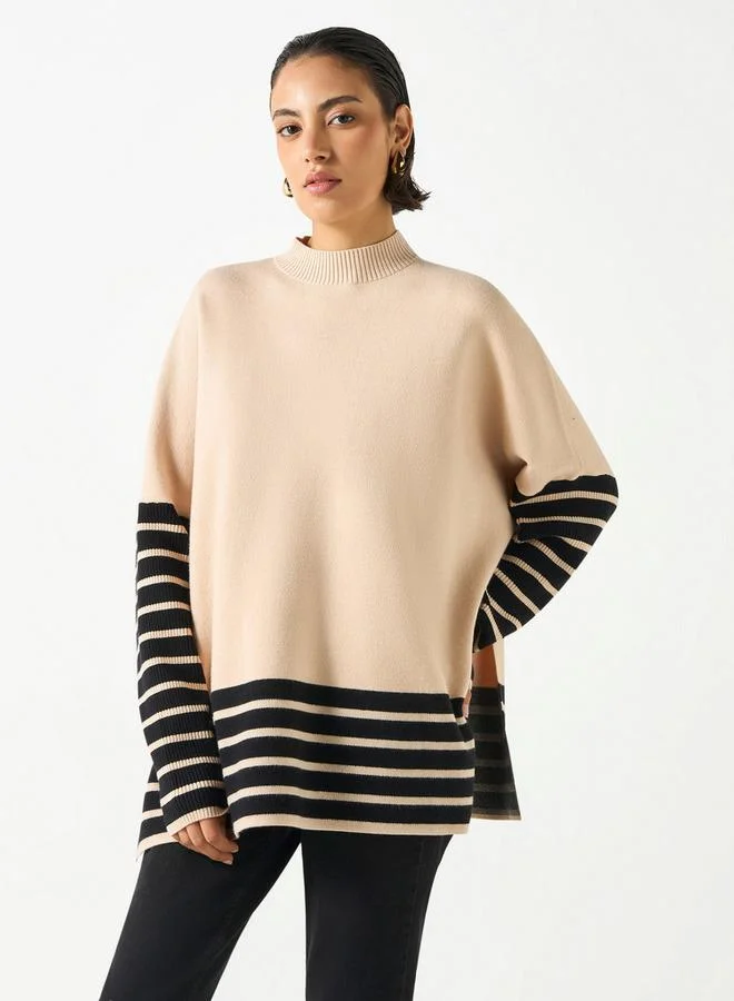 2Xtremz 2Xtremz Stripe Detail Pullover with High Neck
