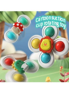 Little tots 3pcs Cartoon Animal-Themed Suction Cup Bath Toys Set - Fun & Educational Spinning Tops for Youngsters, Perfect for Bathtub, Shower Walls & Windows - Durable ABS Resin Assorted Color  - Image 4