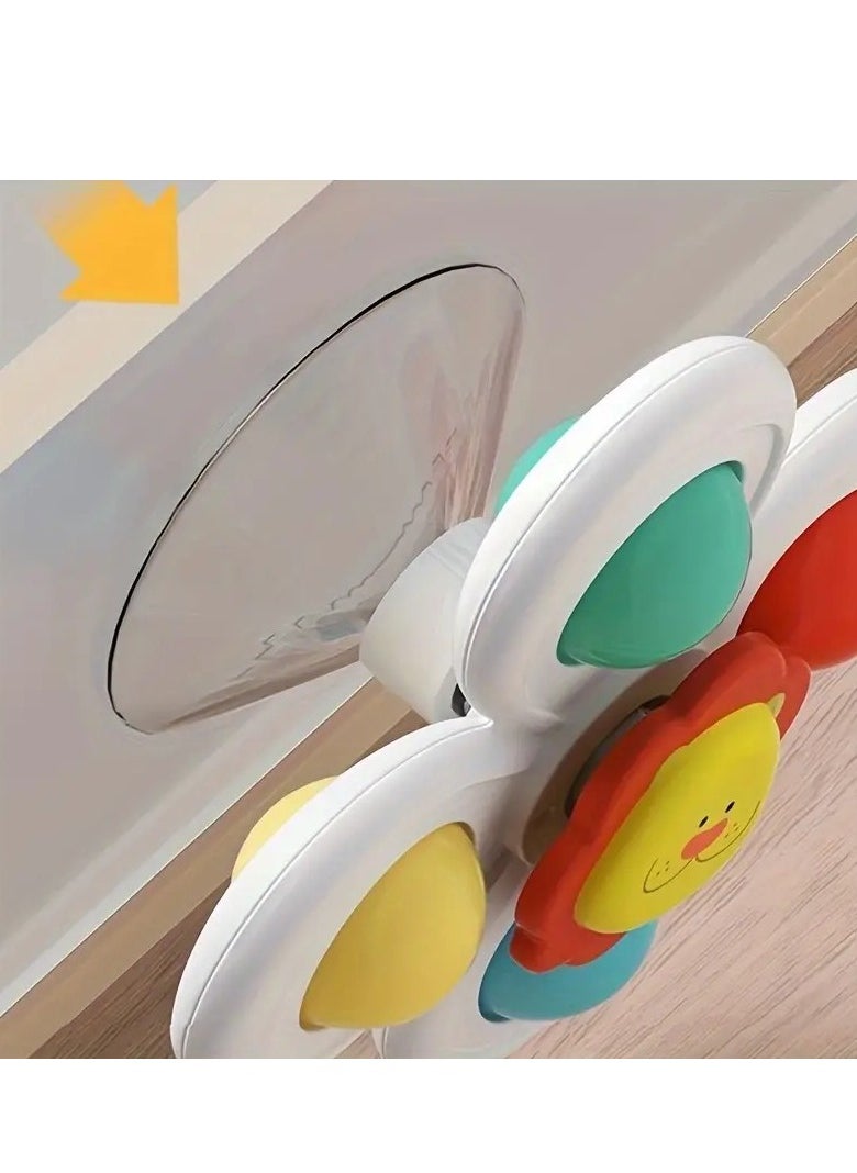 Little tots - 3pcs Cartoon Animal-Themed Suction Cup Bath Toys Set - Fun & Educational Spinning Tops for Youngsters, Perfect for Bathtub, Shower Walls & Windows - Durable ABS Resin Assorted Color - Image 1