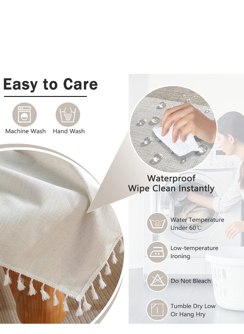 SYOSI - Tablecloths for Rectangle Tables,Cotton Linen Table Cloth Waterproof Tablecloth Wrinkle Free Farmhouse Dining Table Cover,Soft Fabric Table Cloths with Tassels,Brown,55" X 70",4 6 Seats - Image 1