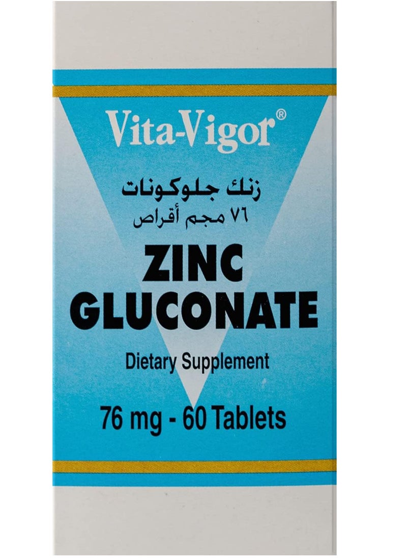 Vita Vigor Zinc Gluconate 76 mg 60 Tablets - pzsku/Z1CC4AE5016E95869E061Z/45/_/1723465628/1334847a-d871-420a-b3fa-c61cdf872050