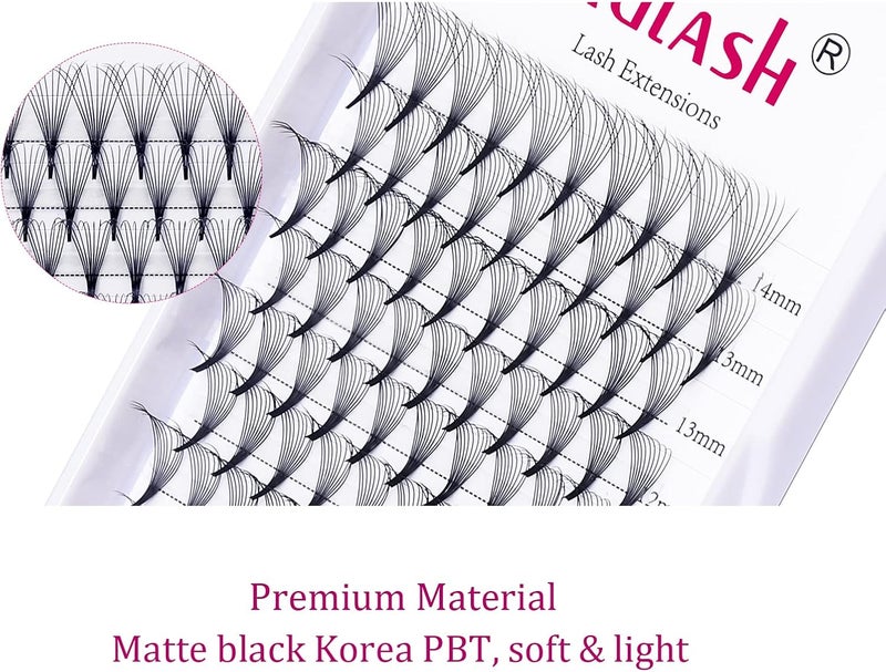 FADLASH Volume Lash Extensions Mixed Tray 0.07 C Curl 10D Premade Fans Eyelash Extensions 8-14mm Premade Lash Fans Pointed Base Middle Stem Russian Volume Lashes (0.07-C, 8-14mm Mix) Space saving - Image 3
