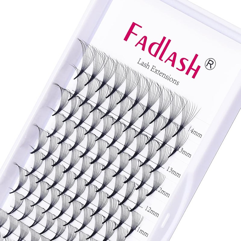 FADLASH Volume Lash Extensions Mixed Tray 0.07 C Curl 10D Premade Fans Eyelash Extensions 8-14mm Premade Lash Fans Pointed Base Middle Stem Russian Volume Lashes (0.07-C, 8-14mm Mix) Space saving - Image 1
