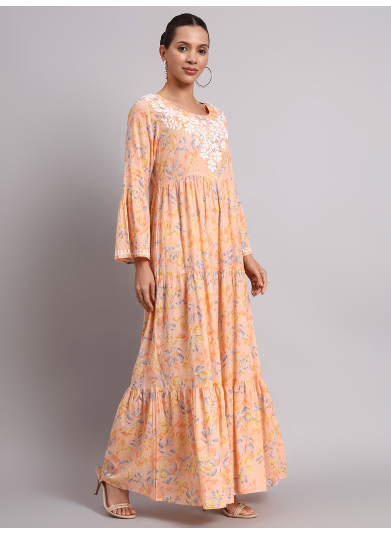 الايا جلابية شيكانكاري مطرزة يدوياً على شكل حرف A من القطن، AL3673 - Image 4