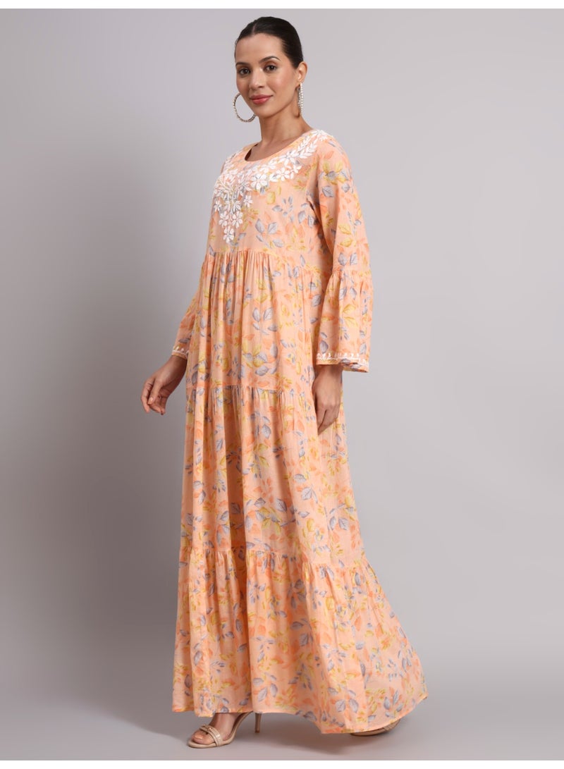 الايا جلابية شيكانكاري مطرزة يدوياً على شكل حرف A من القطن، AL3673 - Image 3