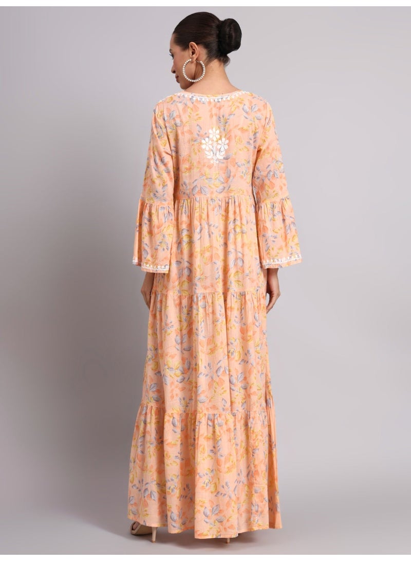 الايا جلابية شيكانكاري مطرزة يدوياً على شكل حرف A من القطن، AL3673 - Image 2