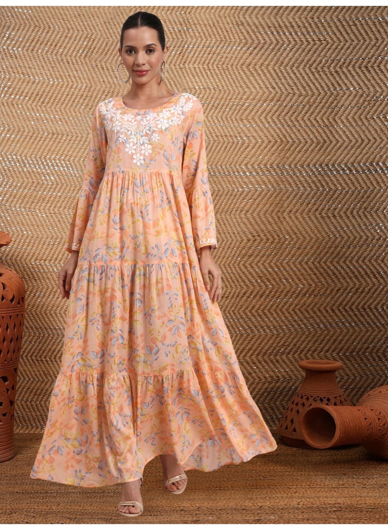 الايا جلابية شيكانكاري مطرزة يدوياً على شكل حرف A من القطن، AL3673 - Image 1