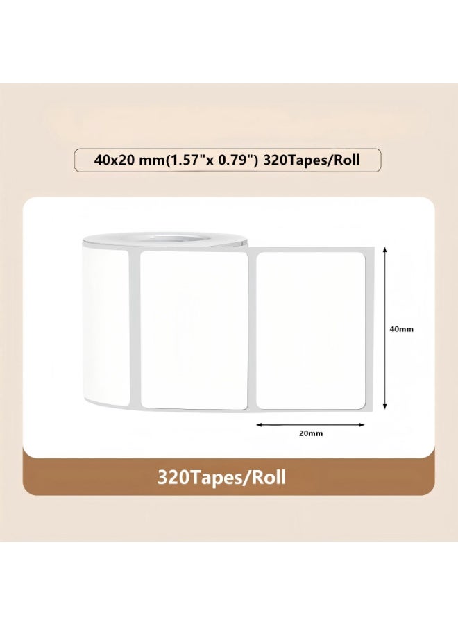 ورق ملصقات حراري لطابعات الملصقات الحرارية، شريط لاصق مقاوم للماء والزيوت للاستخدام المنزلي والمكتبي وطباعة الباركود للشركات الصغيرة، 230 ملصق/لفة (40×20 مم أبيض) - Image 2