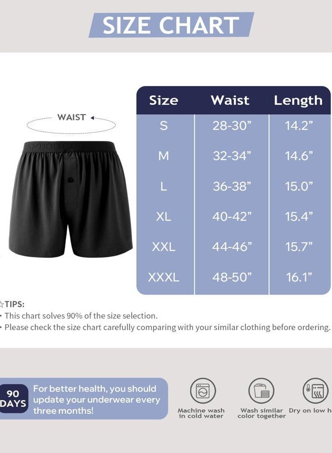 BAMBOO COOL Mens Underwear Boxers Moisture-wicking and Cool Men's Boxer Shorts Loose Fit Super Soft 4 Pack, 4d:black*4, L - Image 5