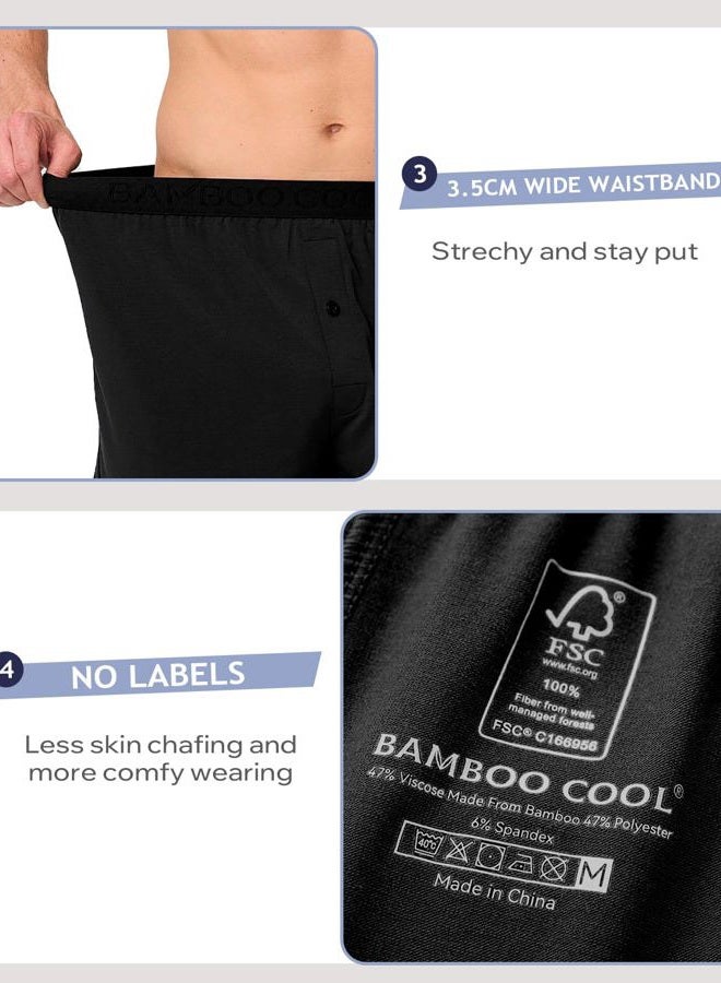 BAMBOO COOL Mens Underwear Boxers Moisture-wicking and Cool Men's Boxer Shorts Loose Fit Super Soft 4 Pack, 4d:black*4, L - Image 3