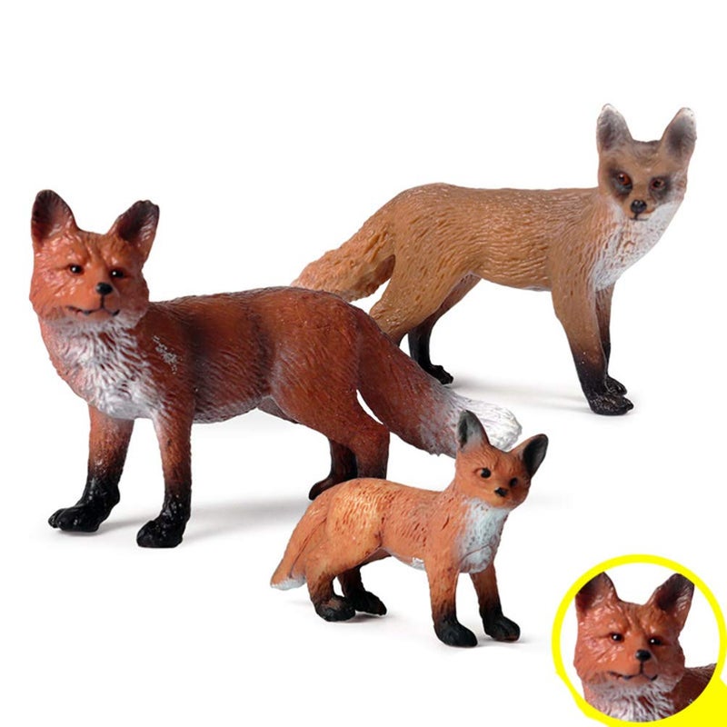 STOBOK 3 Pieces Fox Figurines Set Realistic Wildlife Animal Figurines Arctic Fox & Red Foxes Cake Toppers - Image 1