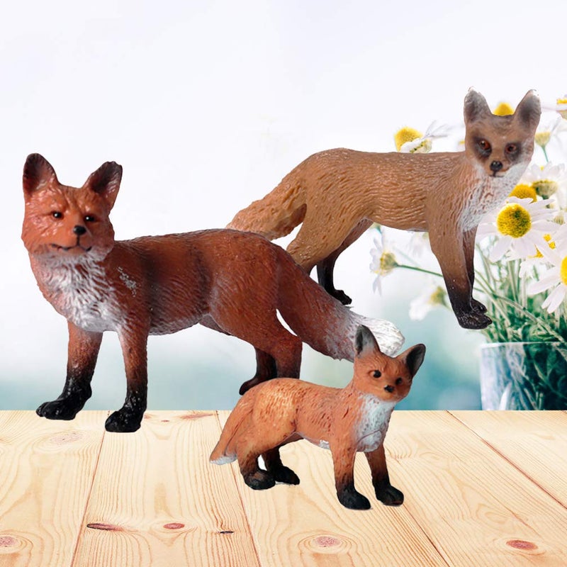STOBOK 3 Pieces Fox Figurines Set Realistic Wildlife Animal Figurines Arctic Fox & Red Foxes Cake Toppers - Image 4