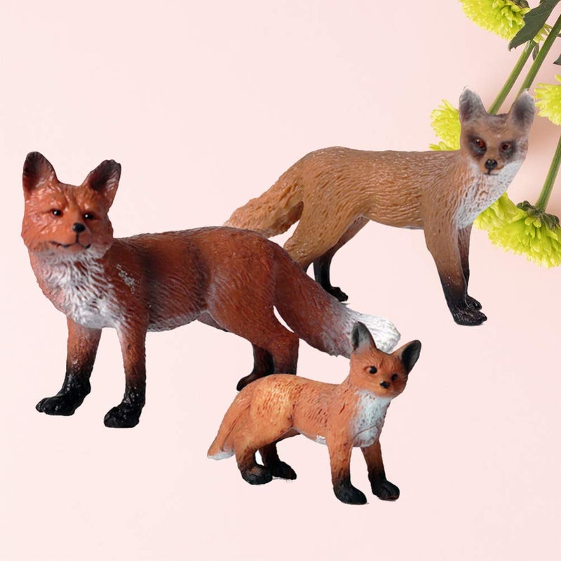 STOBOK 3 Pieces Fox Figurines Set Realistic Wildlife Animal Figurines Arctic Fox & Red Foxes Cake Toppers - Image 3