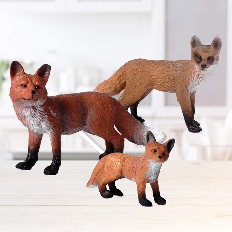 STOBOK 3 Pieces Fox Figurines Set Realistic Wildlife Animal Figurines Arctic Fox & Red Foxes Cake Toppers - Image 2