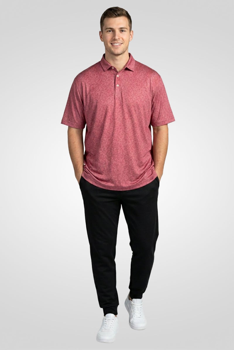 Greg Norman تي شيرت بولو رياضي للرجال بأكمام قصيرة، ماروني - Image 2