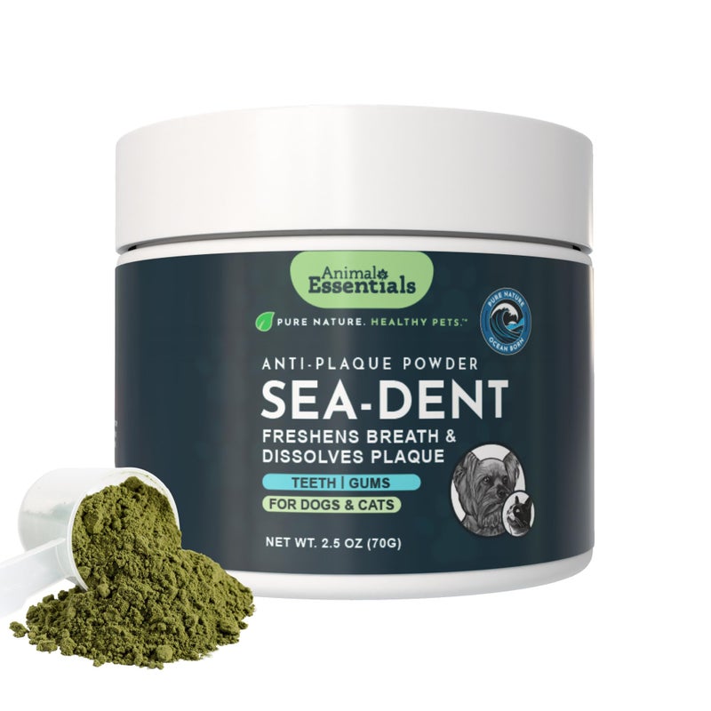 Animal Essentials Sea-Dent for Dog Teeth - Dental Powder for Dogs & Cats Teeth & Gums, Natural Oral Formula for Plaque & Tartar, Bad Breath Oral Freshener & Cleaner - 2.5 oz - Image 1