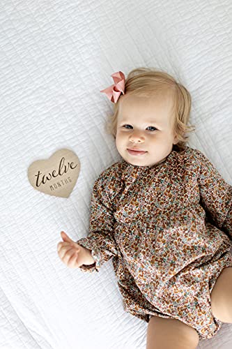 Kate & Milo Heart-Shaped Wooden Baby Milestone Cards Set – 1-12 Months, Gender Neutral Monthly Photo Prop Keepsake for Newborn Pictures, Pregnancy Announcements & Baby Girl Gift - Image 3