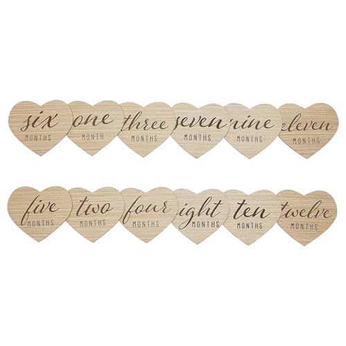 Kate & Milo Heart-Shaped Wooden Baby Milestone Cards Set – 1-12 Months, Gender Neutral Monthly Photo Prop Keepsake for Newborn Pictures, Pregnancy Announcements & Baby Girl Gift - Image 5