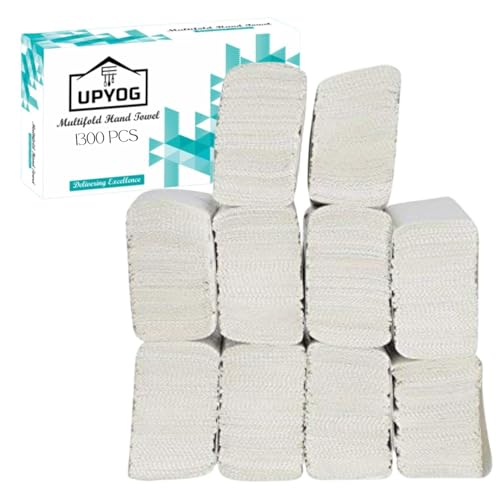 UPYOG M Fold Tissue Paper - 1300 Pieces | Multi-Fold Hand Towels | 10 Packs x 130 Sheets | Soft & Absorbent | White Folded Paper Towels - Image 1